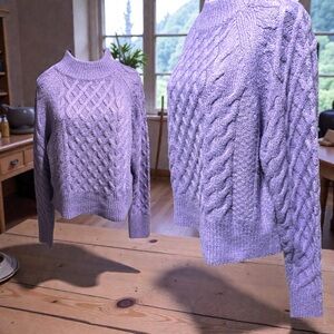 Double Zero Lavender Cable Knit Turtleneck Sweater